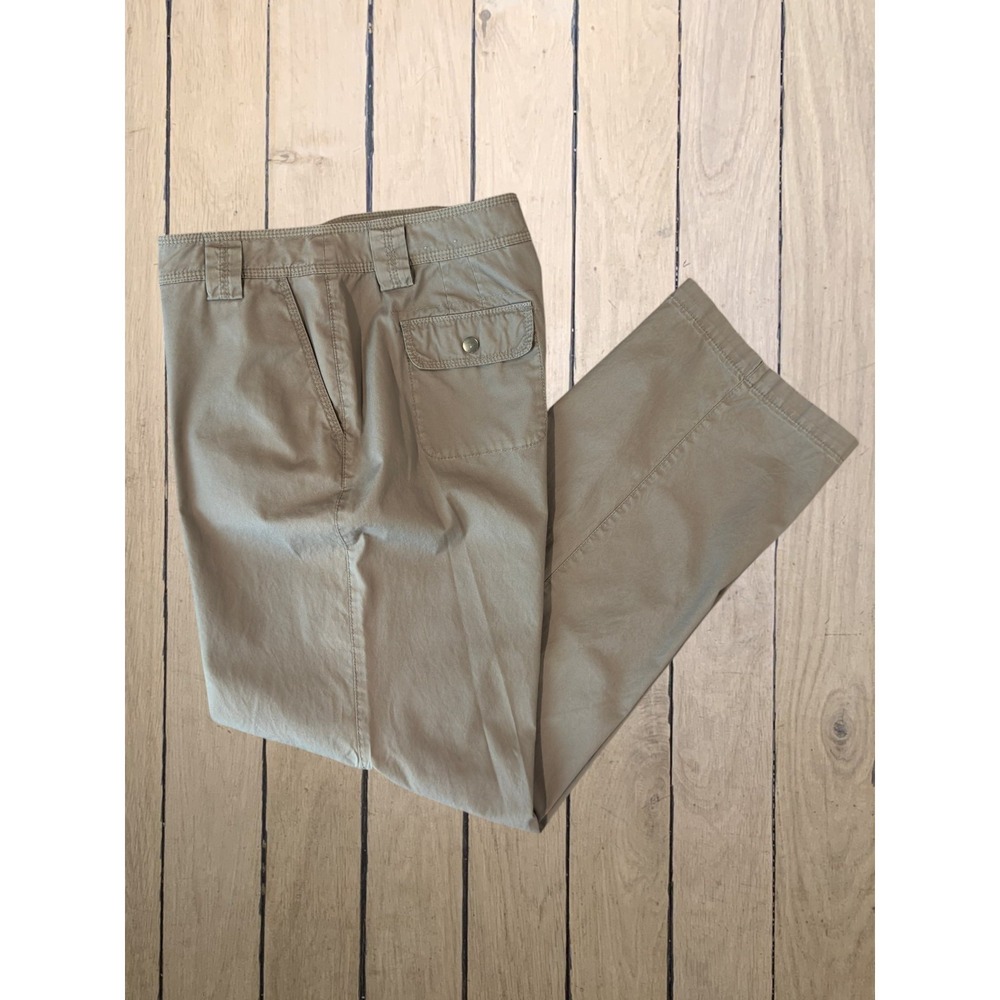 Chicos Straight Leg Casual Pants Khaki Women's 1.5 M/L Lightweight 100% Cotton